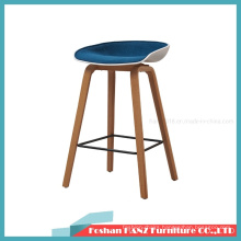 Been Wood Leg Half Cover with Blue Fabric Bar Chair